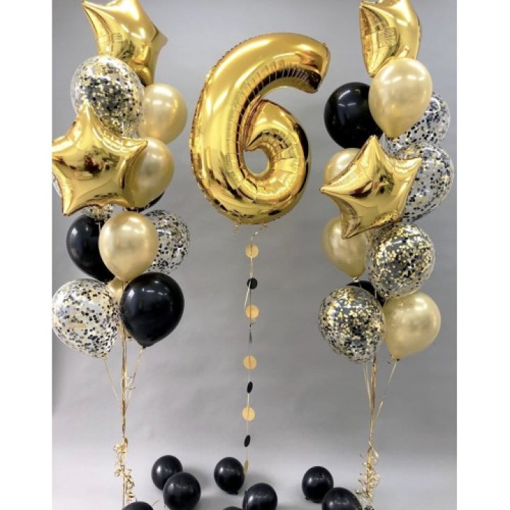 Цифра с фонтанами шаров  в Иркутске