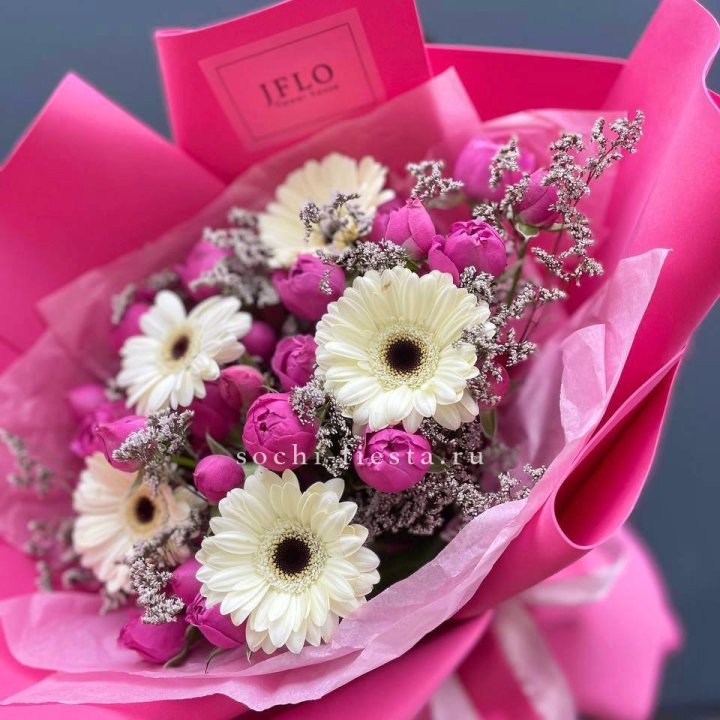 Букет гербер и мисти бабблс  в Иркутске