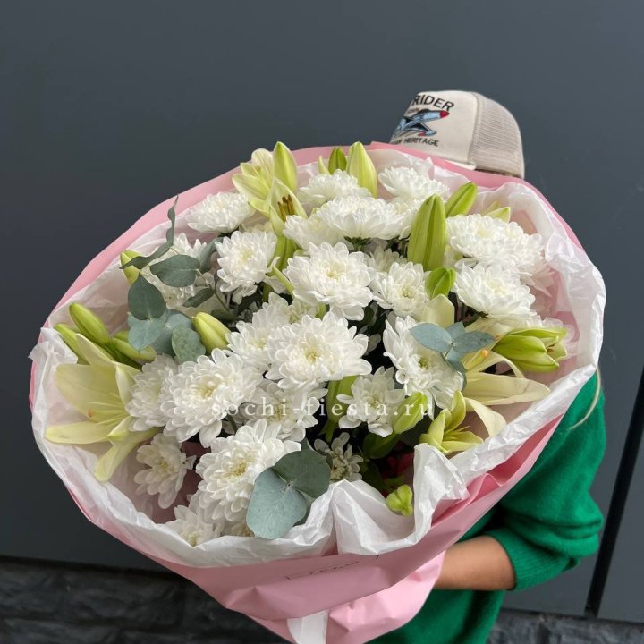  Букет  хризантемы и лилии в Иркутске