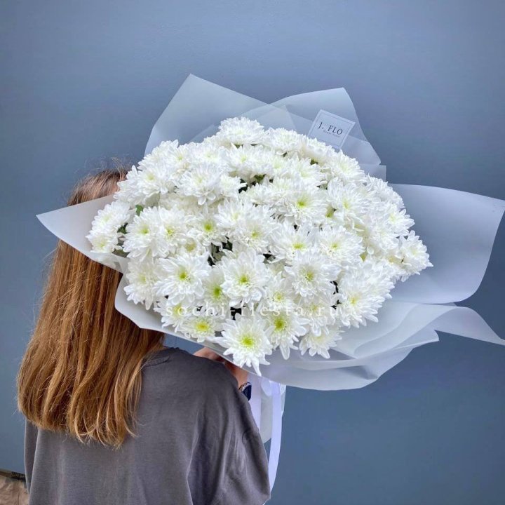 Букет хризантем "Белая снежинка" в Иркутске