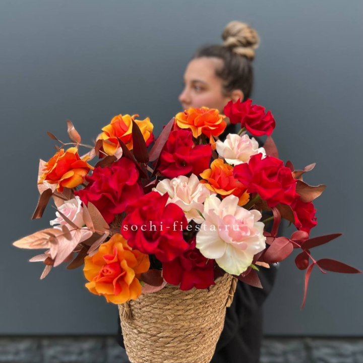 Авторский бокс "Роксана" в джутовом кашпо в Иркутске