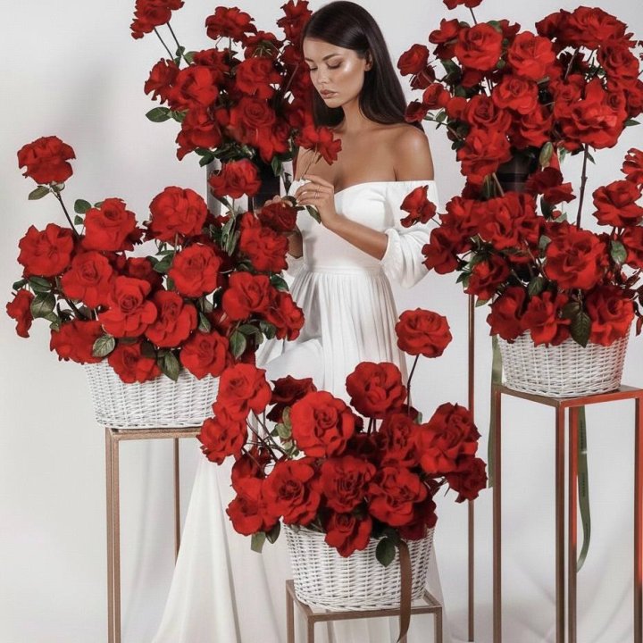 Сет из красных французских роз в Иркутске