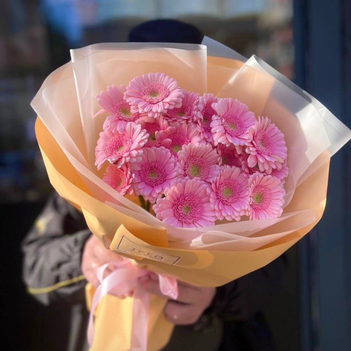 17 розовых гербер  в Иркутске