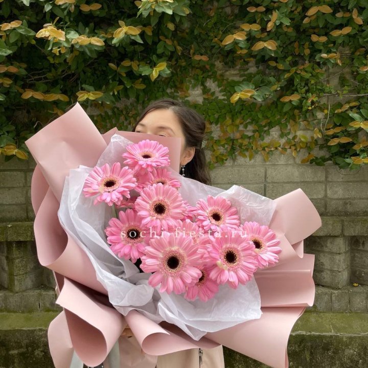 13 розовых гербер в Иркутске