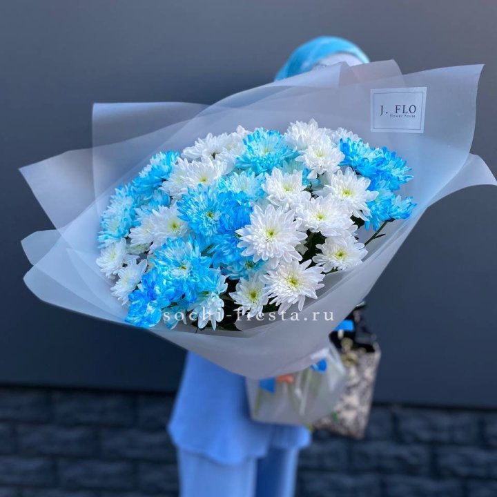 Букет хризантем "Голубая снежинка" в Иркутске