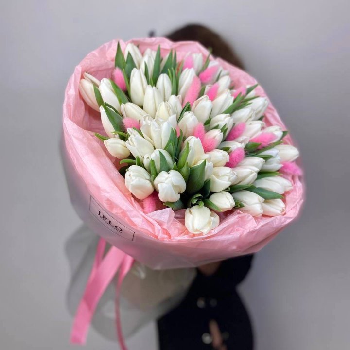 51 белый тюльпан "Рози" в Иркутске