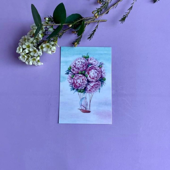 Открытка к букету "Пион" в Иркутске