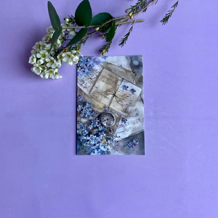 Открытка к букету "Время" в Иркутске