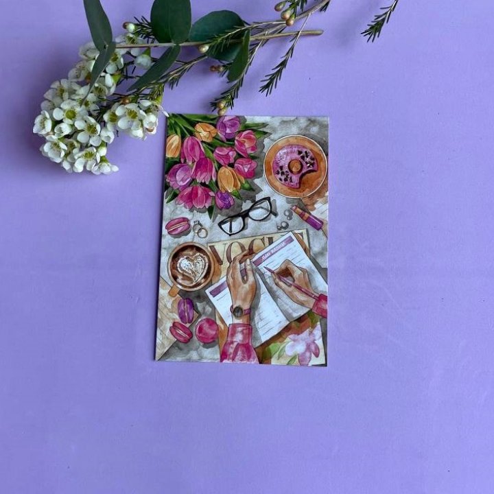 Открытка к букету "Леди на работе" в Иркутске