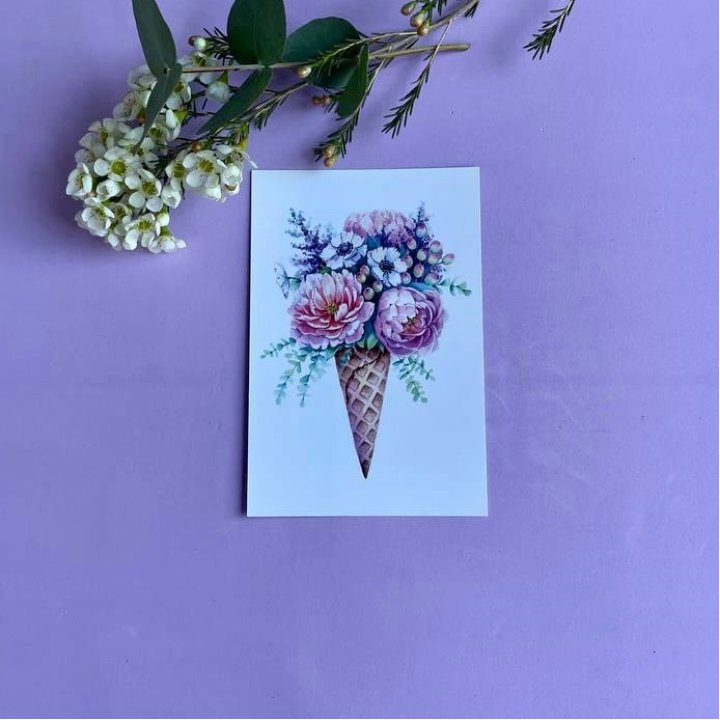 Открытка к букету "Цветочно-кремовый" в Иркутске