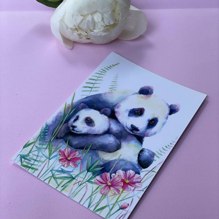 Открытка к букету "Объятие Панды" в Иркутске