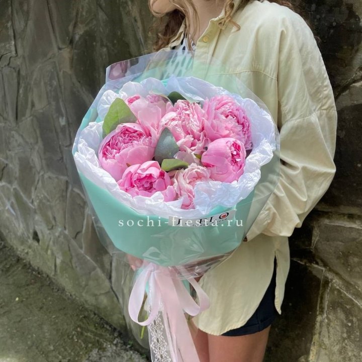 7 зефирных пионов в фоамиране в Иркутске