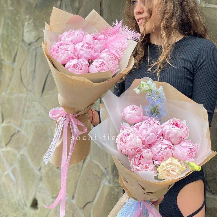 7 зефирных пионов  в Иркутске