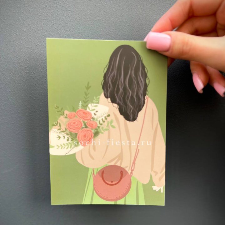 Открытка к букету "Потрясающая девушка" в Иркутске