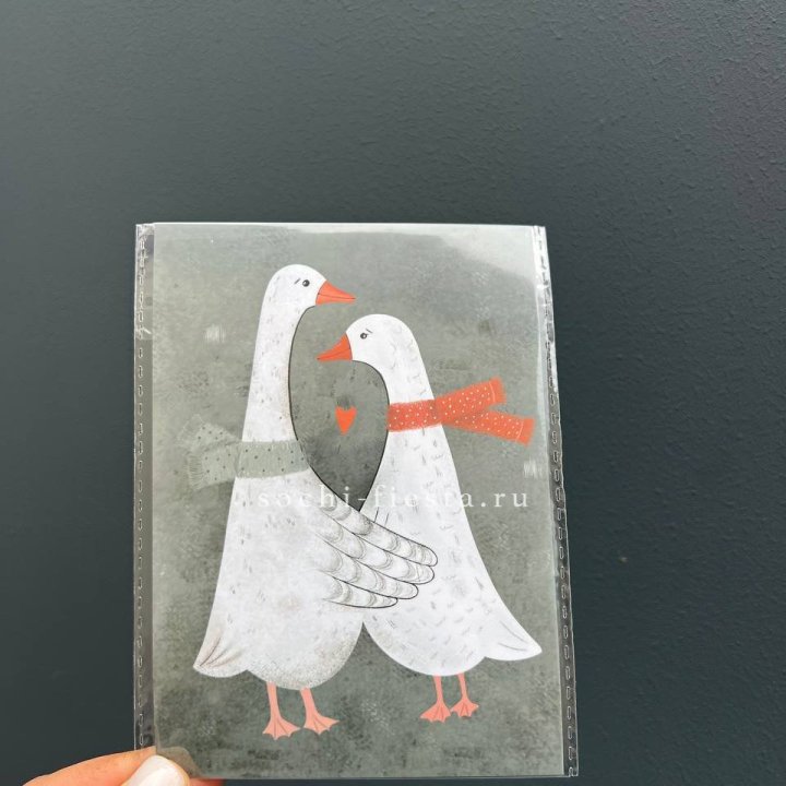 Открытка к букету "Гуси” в Иркутске