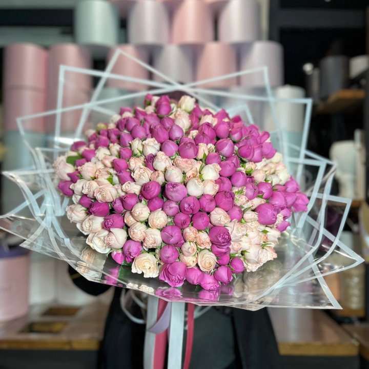 101 кустовая пионовидная роза в Иркутске