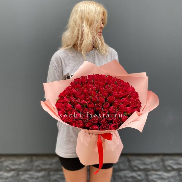 101  красная кенийская роза  в Иркутске