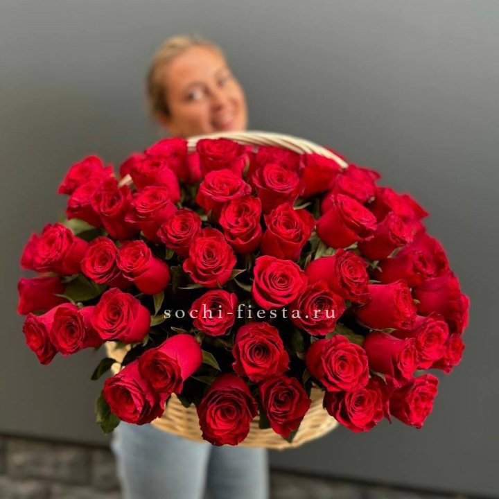 101 красная роза в корзине   в Иркутске