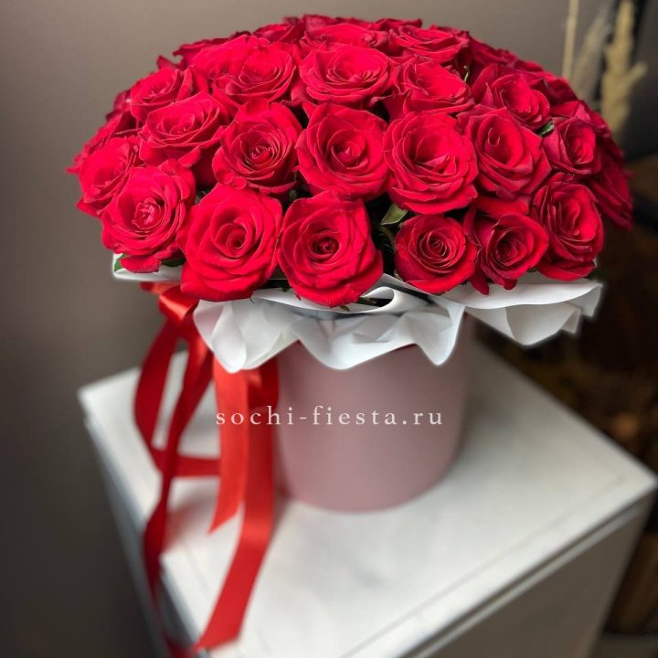 Красные розы 51шт  в коробке в Иркутске