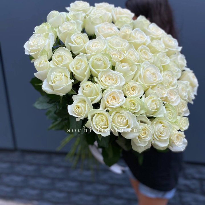 51 белоснежная высокая роза в Иркутске