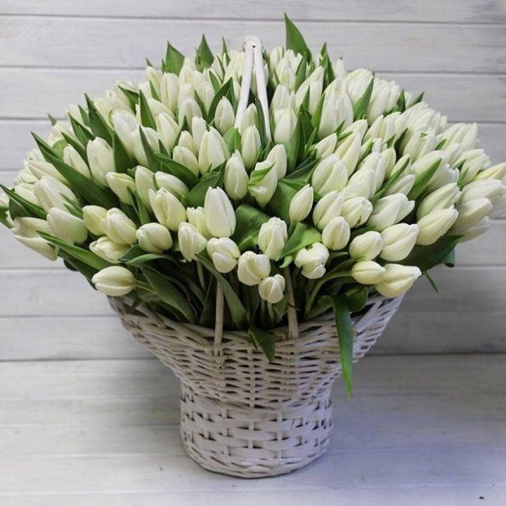 Корзина из 151 тюльпана в Иркутске